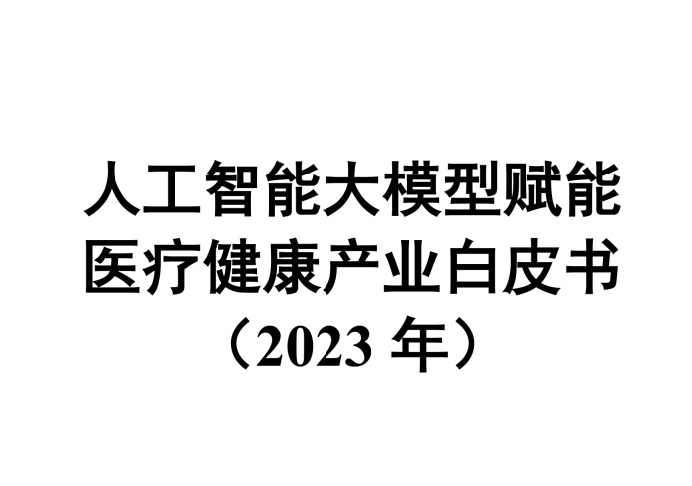人工智能大模型赋能医疗健康产业白皮书